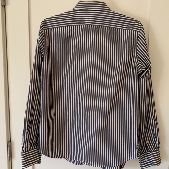 CHAPS WOMEN’S BLOUSE GRAY AND WHITE STRIPPED SIZE L - Picture 3 of 5